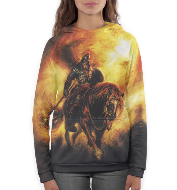 Женское худи с изображением Богатырь цвета Белый