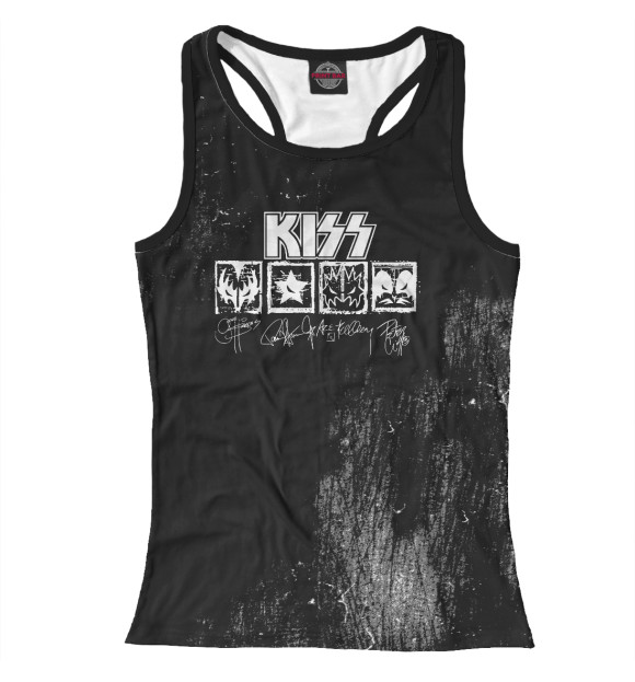 Женская майка-борцовка с изображением Kiss цвета Белый