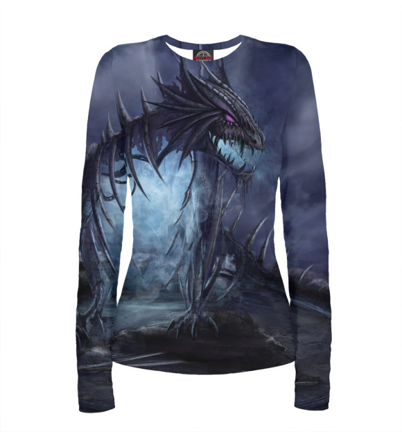 Женский лонгслив с изображением Дракон цвета Белый