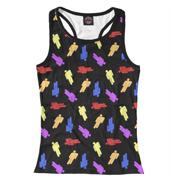 Женская майка-борцовка с притом Billie Eilish цвета Белый Женская майка-борцовка с изображением Billie Eilish цвета Белый