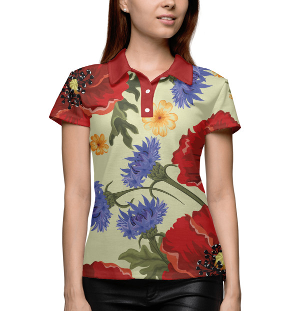 Женское поло с изображением Summer Flower цвета Белый