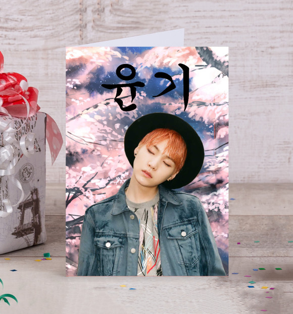 Открытка с изображением BTS Suga цвета Белый