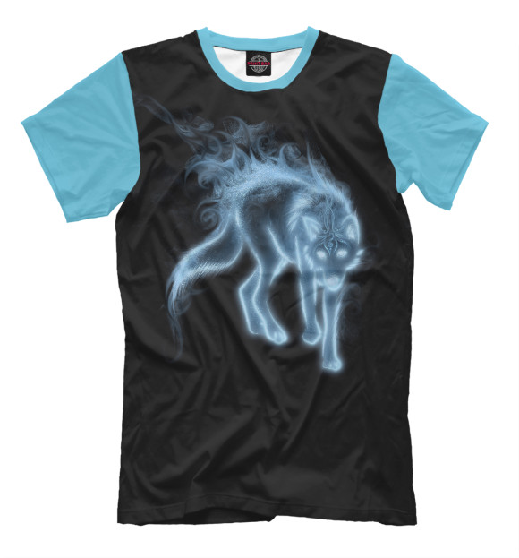 Мужская футболка с изображением Неоновый волк цвета Черный