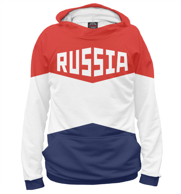 Женское худи с изображением Russia цвета Белый