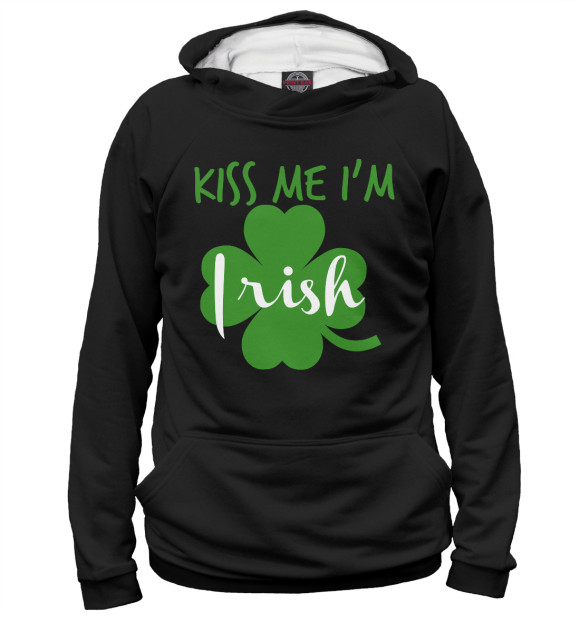 Худи для девочки с изображением Kiss me I'm Irish цвета Белый