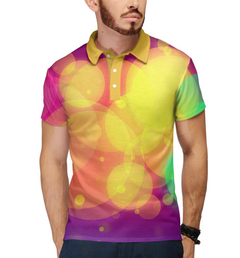 

Поло Print Bar, Белый, Цветные блики