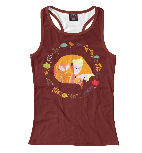 Женская майка-борцовка с изображением Лисы цвета Белый