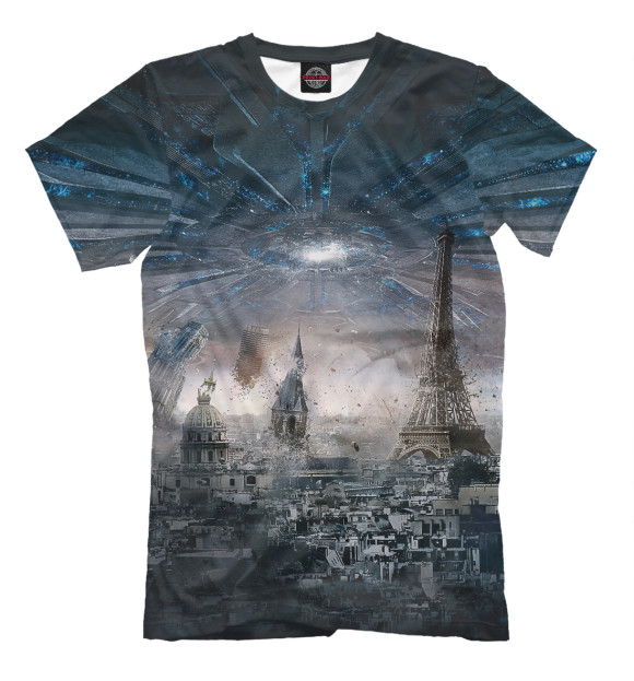 Мужская футболка с изображением Париж цвета Серый