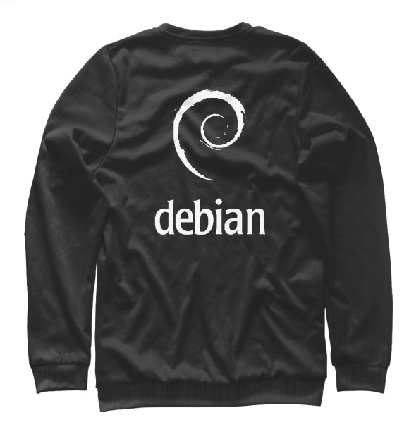 Женский свитшот с изображением Debian Black цвета Белый