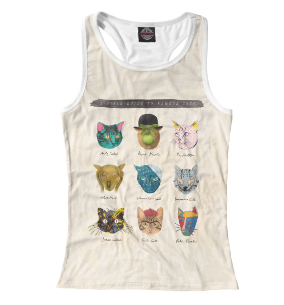 Женская майка-борцовка с изображением КотАрт цвета Белый