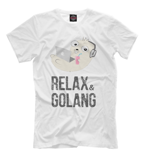Мужская футболка с изображением Relax & Golang цвета Молочно-белый