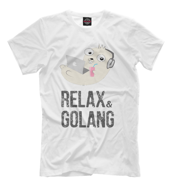 Футболка для мальчиков с изображением Relax & Golang цвета Молочно-белый