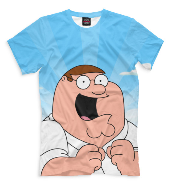Мужская футболка с изображением Питер цвета Грязно-голубой