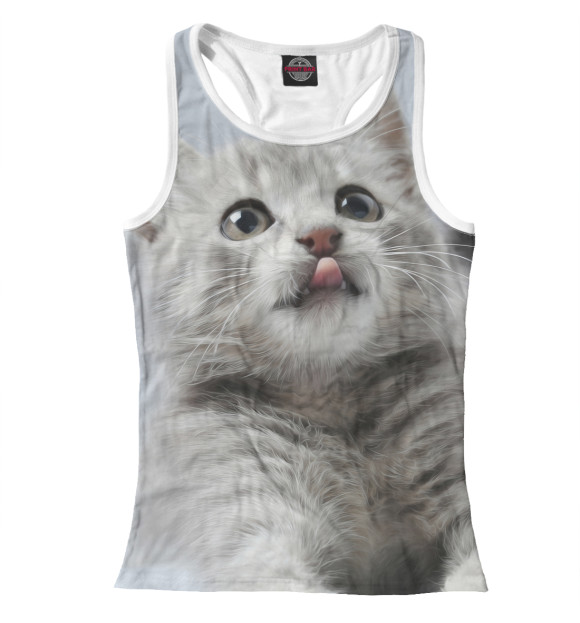 Женская майка-борцовка с изображением Котенок цвета Белый