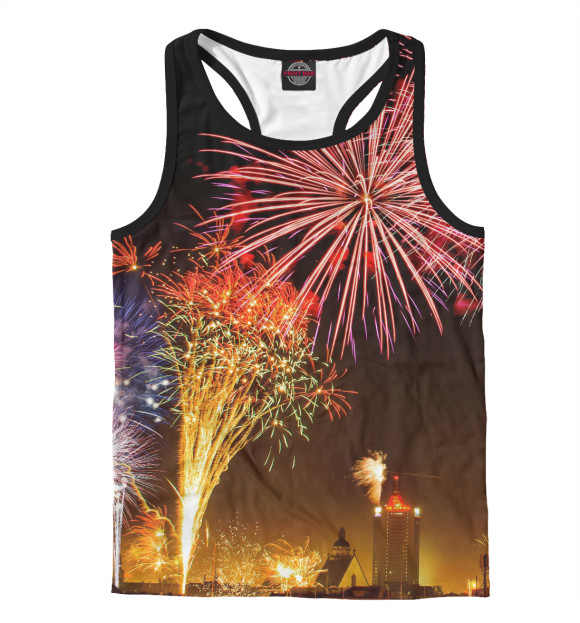 Мужская майка-борцовка с изображением Салют цвета Белый