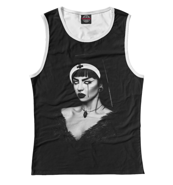 Женская майка с изображением NUN цвета Белый