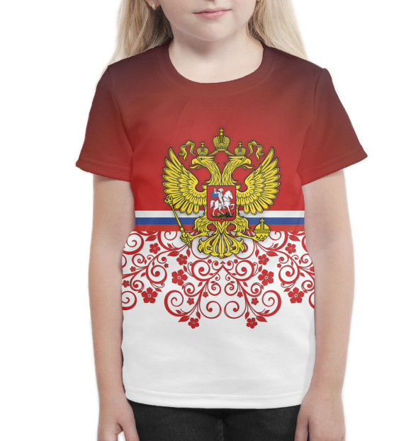 Футболка для девочек с изображением Сборная России цвета Белый