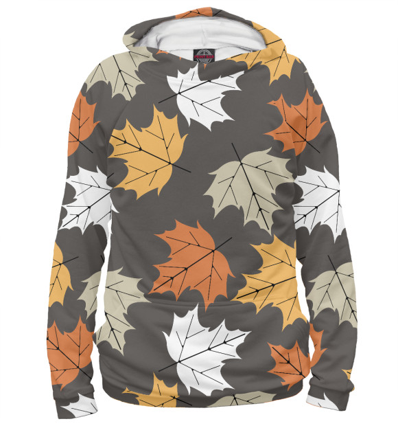 Мужское худи с изображением Осенние листья цвета Белый