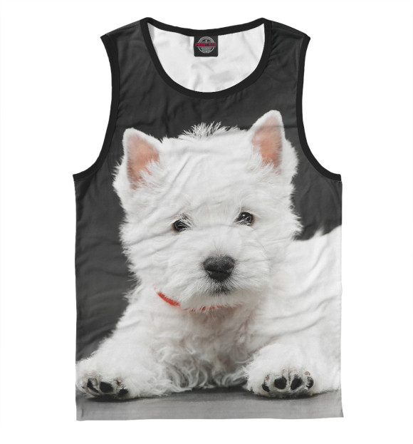 Мужская майка с изображением Вест-хайленд-уайт-терьер цвета Белый