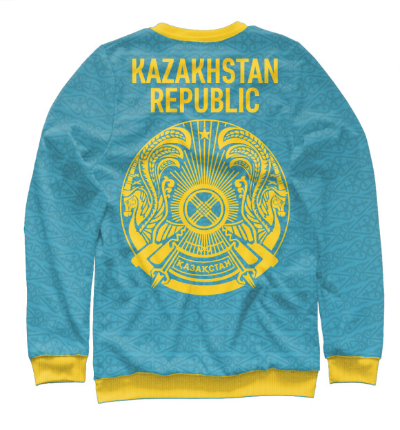 Мужской свитшот с изображением Казахстан цвета Белый