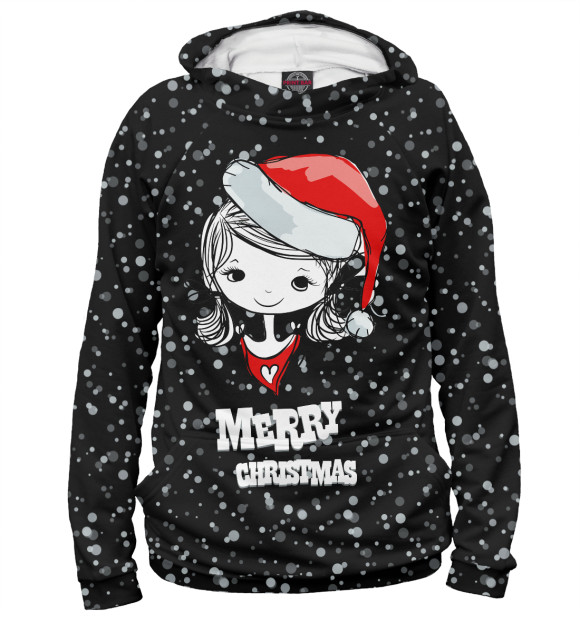 Женское худи с изображением Merry Christmas цвета Белый