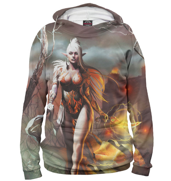 Женское худи с изображением Lineage 2 цвета Белый