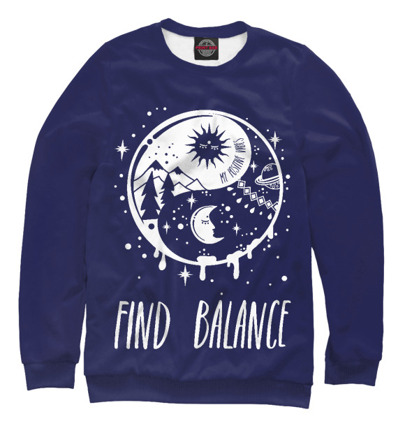 Свитшот для мальчиков с изображением Find balance цвета Белый