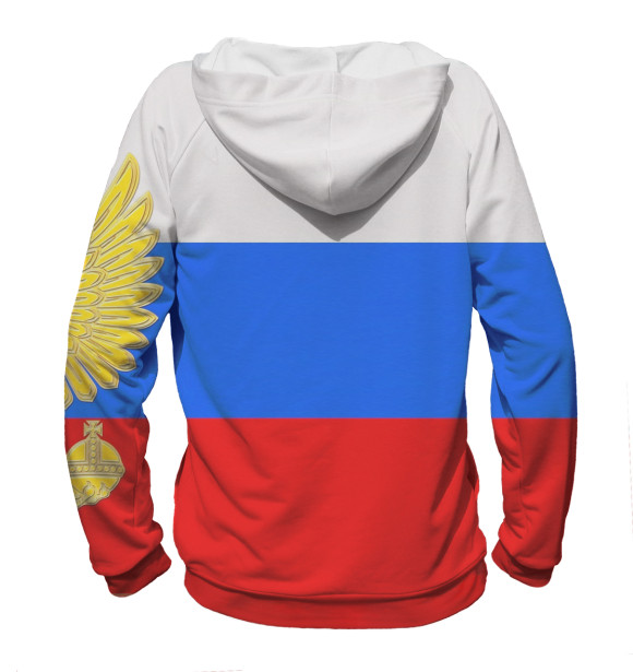 Мужское худи с изображением Триколор и герб цвета Белый