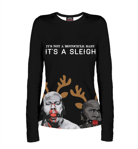 Женский лонгслив с изображением It's a sleigh цвета Белый