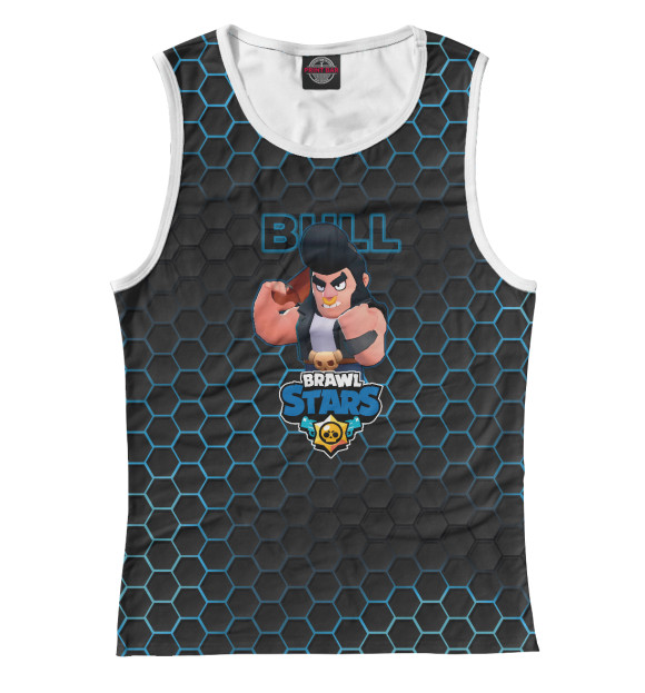 Женская майка с изображением Булл. Brawl Stars цвета Белый