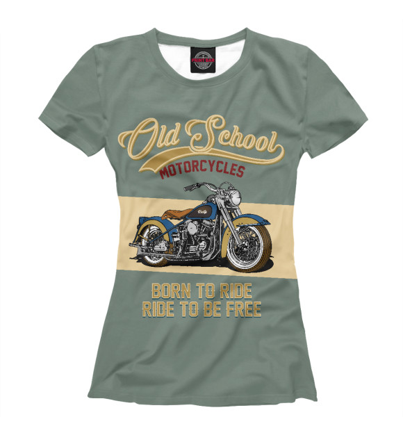Женская футболка с изображением Мотоциклы - Старая школа цвета Белый