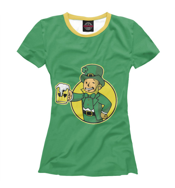 Женская футболка с изображением Irish Vault Boy (St. Patrick) цвета Белый