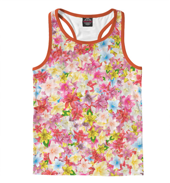 Мужская майка-борцовка с изображением Лилии цвета Белый