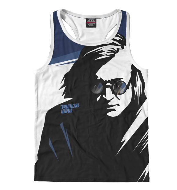 Мужская майка-борцовка с изображением Егор Летов. Гражданская Оборона цвета Белый