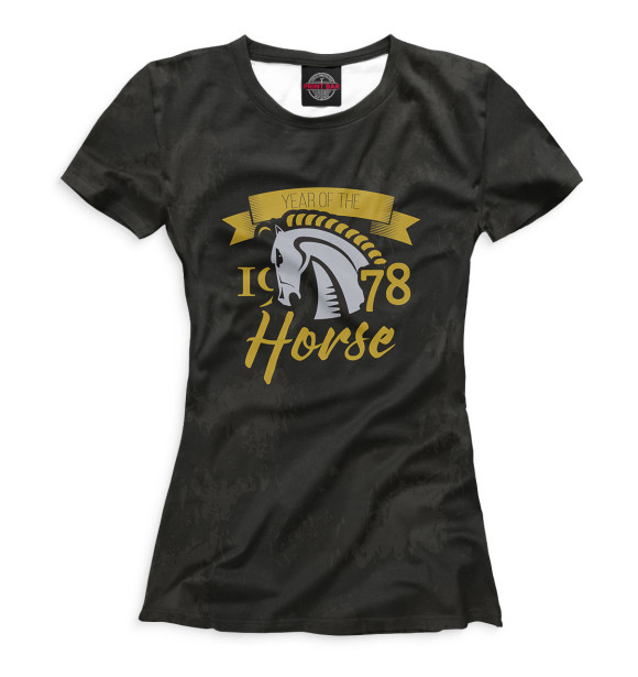 Женская футболка с изображением Год лошади — 1978 цвета Белый