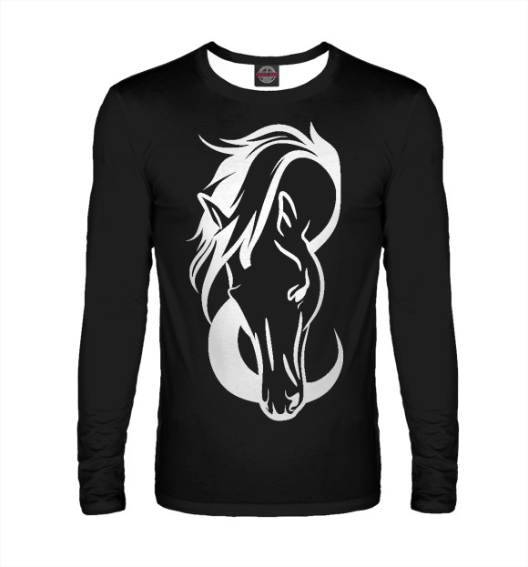 Мужской лонгслив с изображением Лошадка цвета Белый