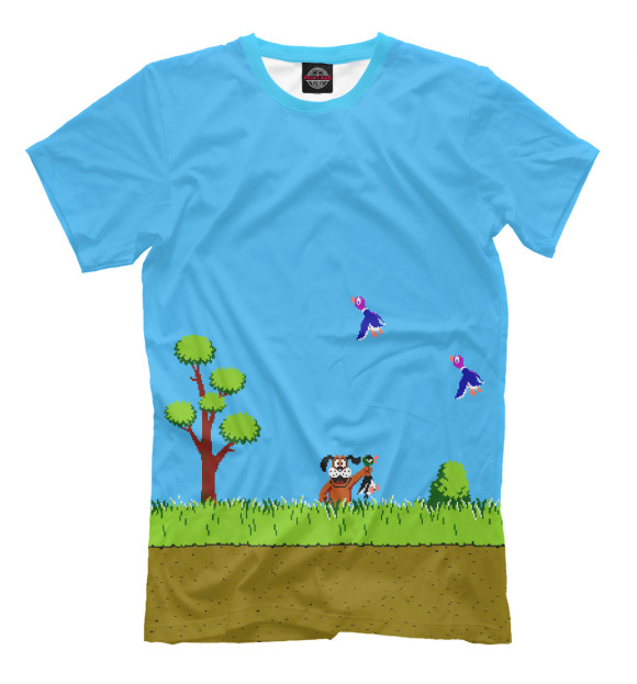 Мужская футболка с изображением Duck Hunt цвета Грязно-голубой