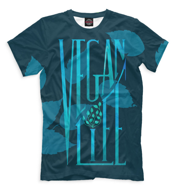 Мужская футболка с изображением Vegan Life цвета Темно-зеленый