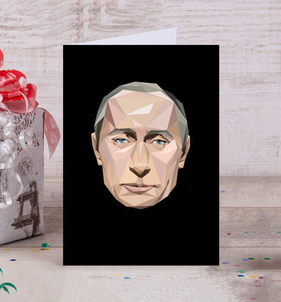 Открытка с изображением Путин Мозаика цвета Белый