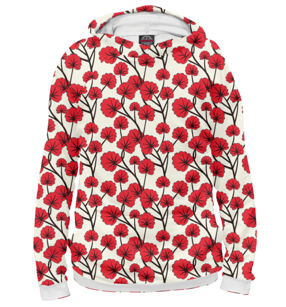 Мужское худи с изображением Цветы цвета Белый