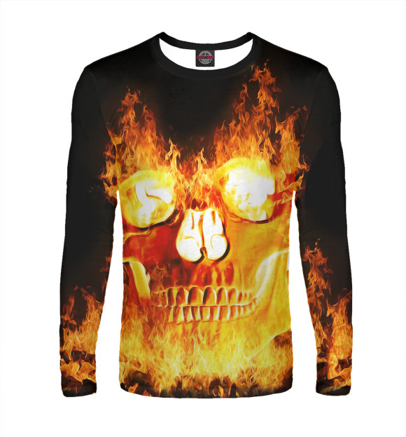 Мужской лонгслив с изображением Skull цвета Белый