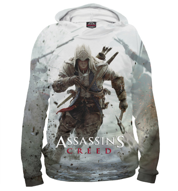 Мужское худи с изображением Assassin’s Creed цвета Белый