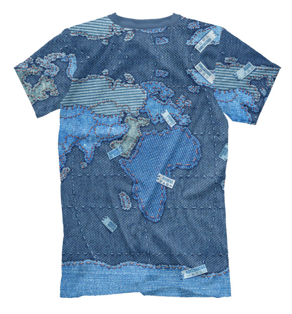 Мужская футболка с изображением Карта мира цвета Белый