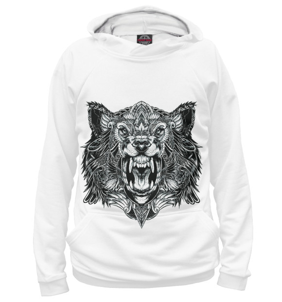 Мужское худи с изображением Wolf цвета Белый