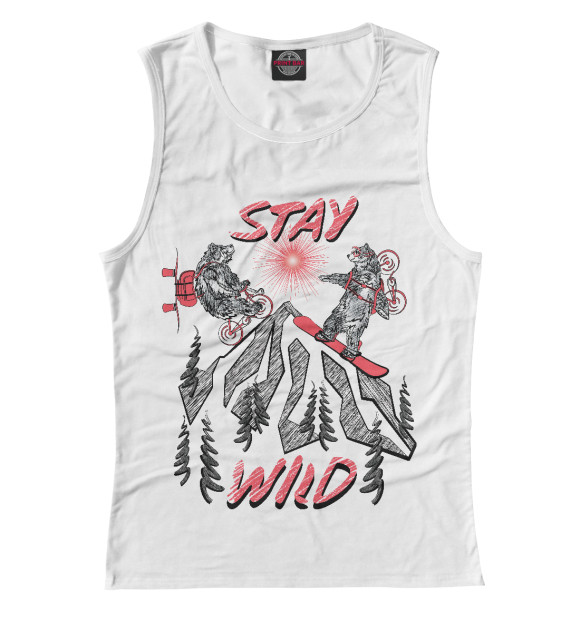 Женская майка с изображением Stay wild цвета Белый