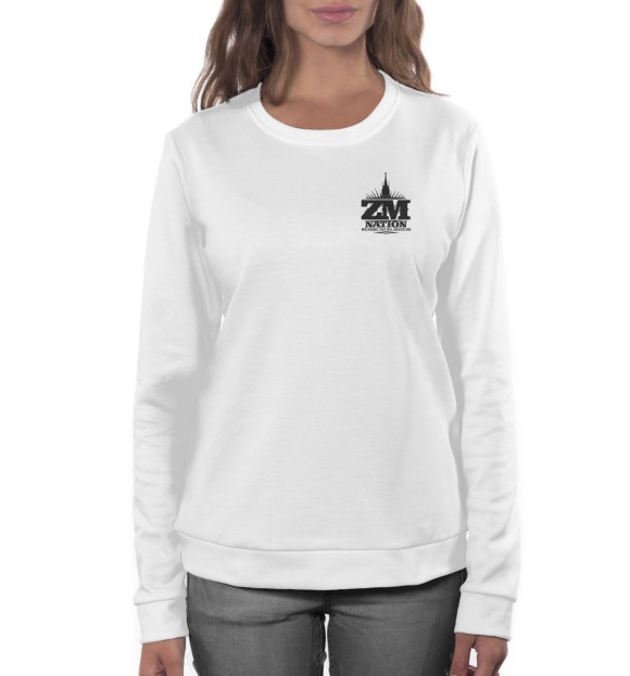 Женский свитшот с изображением ZM Nation цвета Белый