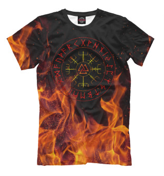 Мужская футболка Валькнут компас рун в огне