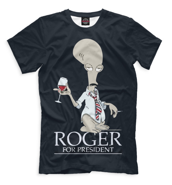Мужская футболка с изображением Роджер цвета Черный
