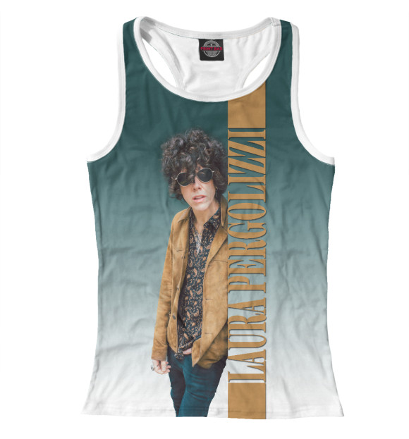 Женская майка-борцовка с притом LP цвета Белый Женская майка-борцовка с изображением LP цвета Белый