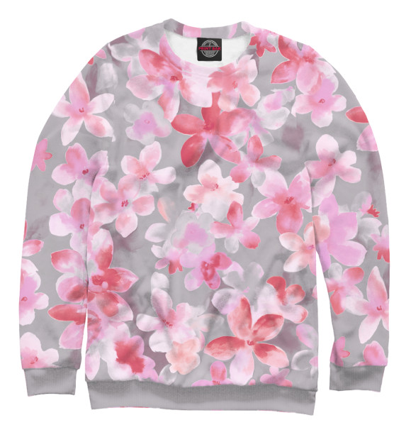 Мужской свитшот с изображением Розовые цветы цвета Белый